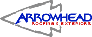 Arrowhead Roofing & Exteriors logo with gray arrowhead outline and blue-red text, serving Greater St. Louis homeowners.