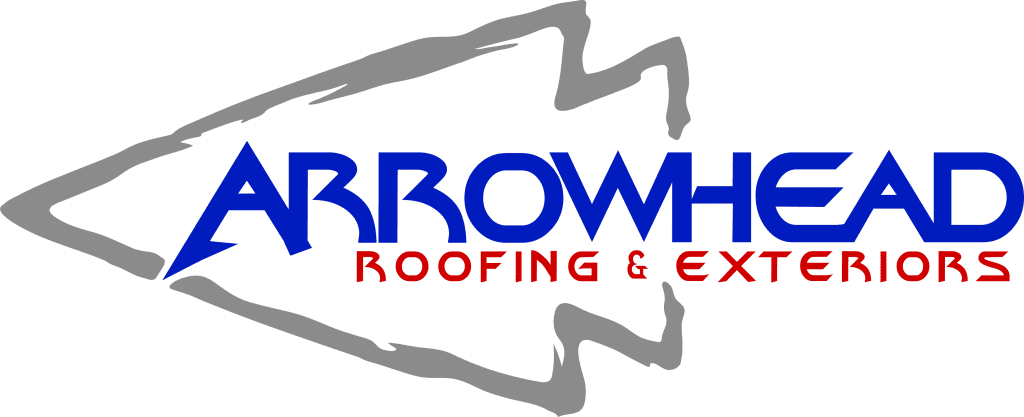 Arrowhead Roofing & Exteriors logo with blue and red text in a gray arrowhead, serving Greater St. Louis homeowners.